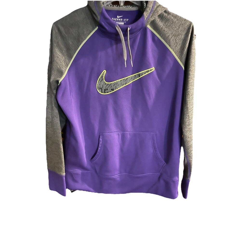 Nike Therma-Fit Hoodie Jacket Purple/Neon Yellow w/Hood Size XL